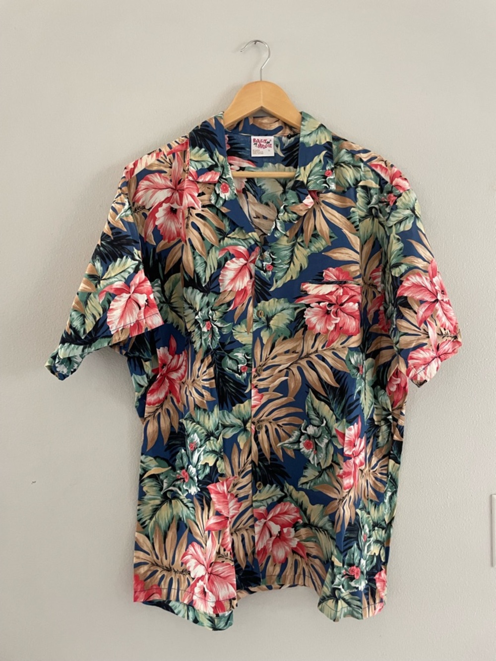Mens Barefoot in Paradise Tropical Floral Button Down Shirt